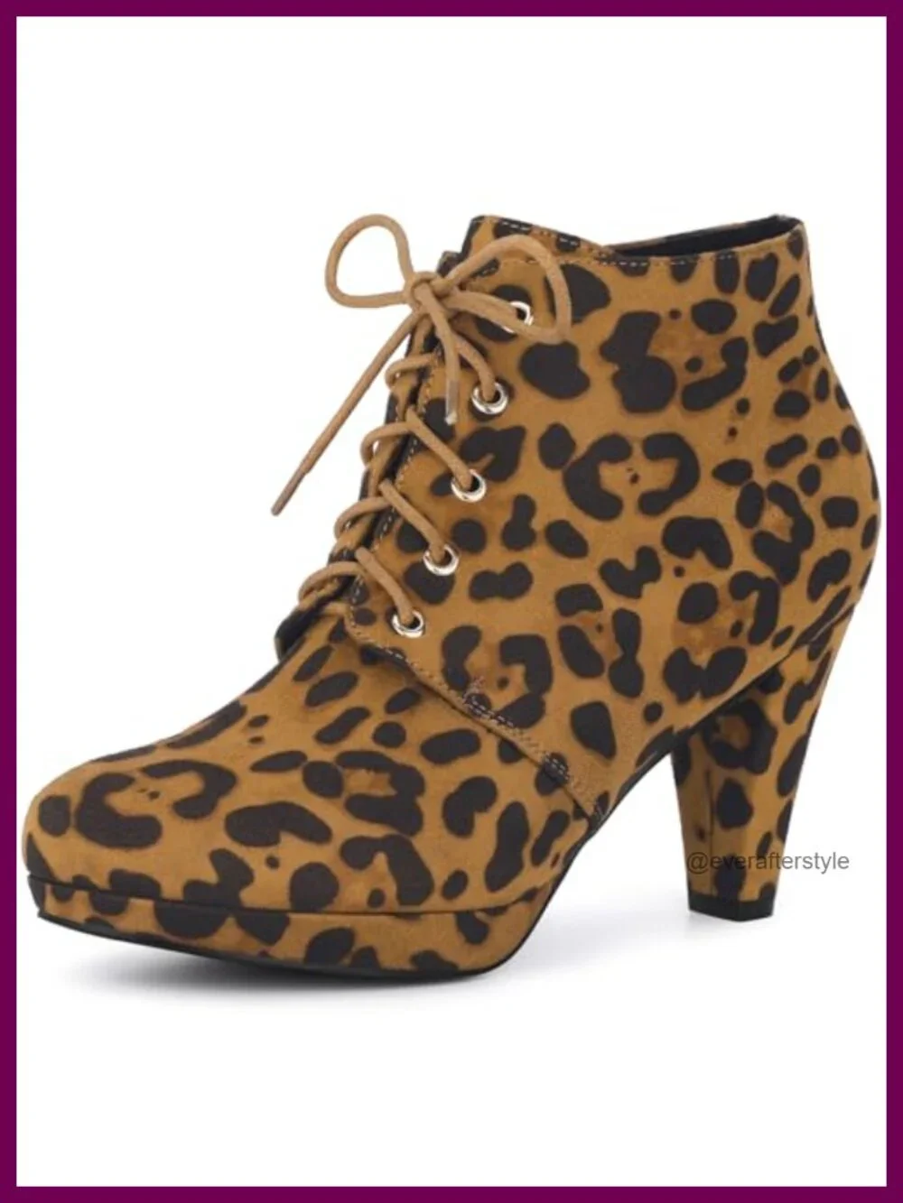 Faux Suede Lace Up Platform Block Heel Ankle Boots